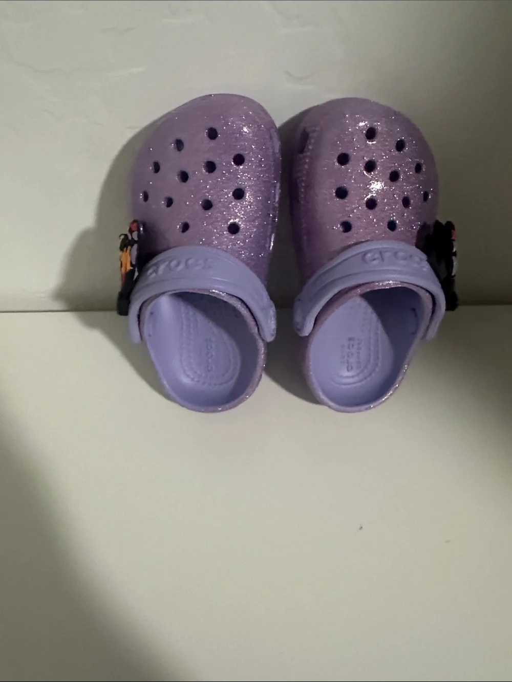 CROCS Kids' Glitter Lavender Clogs with Colorful Butterfly Charm